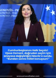 Vjosa Osmani’den Yeni Hamle: Cumhurbaşkanlığı İçin Halk Oylaması Teklifi